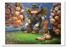 Grandpa's Tales Harvest Onion Garlic ART Russian NEW modern Postcard