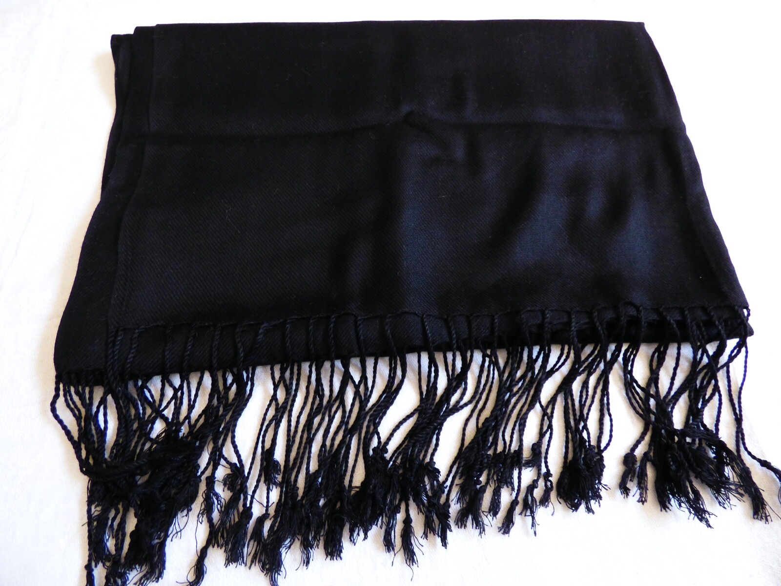 Cejon solid pattern Black fringe Scarf Shawl Wrap - image 1