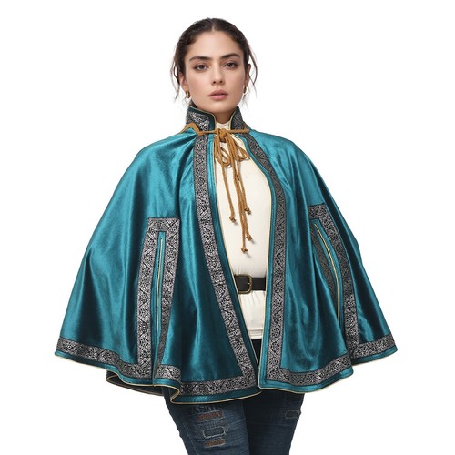 Medieval Cape Shawl Half Shoulder Cloak LARP Warrior Cape Halloween - 第 17/31 張圖片