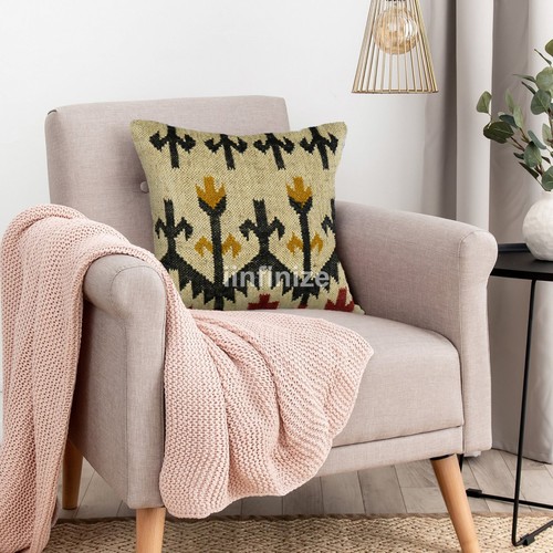 4 Set of Wool Jute Cushion Home Decor Handwoven Kilim Pillow Bohemian Pillowcase - Picture 98 of 120