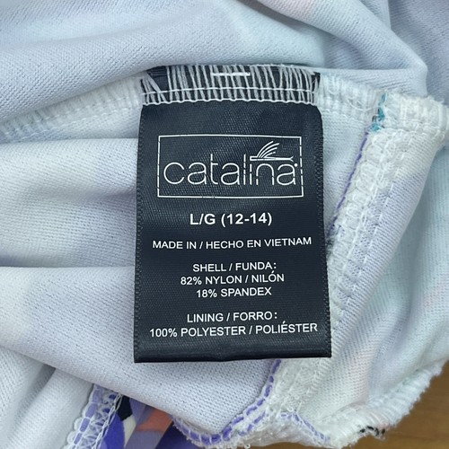 Catalina Swim Top Womens Large 12-14 Purple White Floral Sleeveless Swimwear Top - Picture 7 of 11