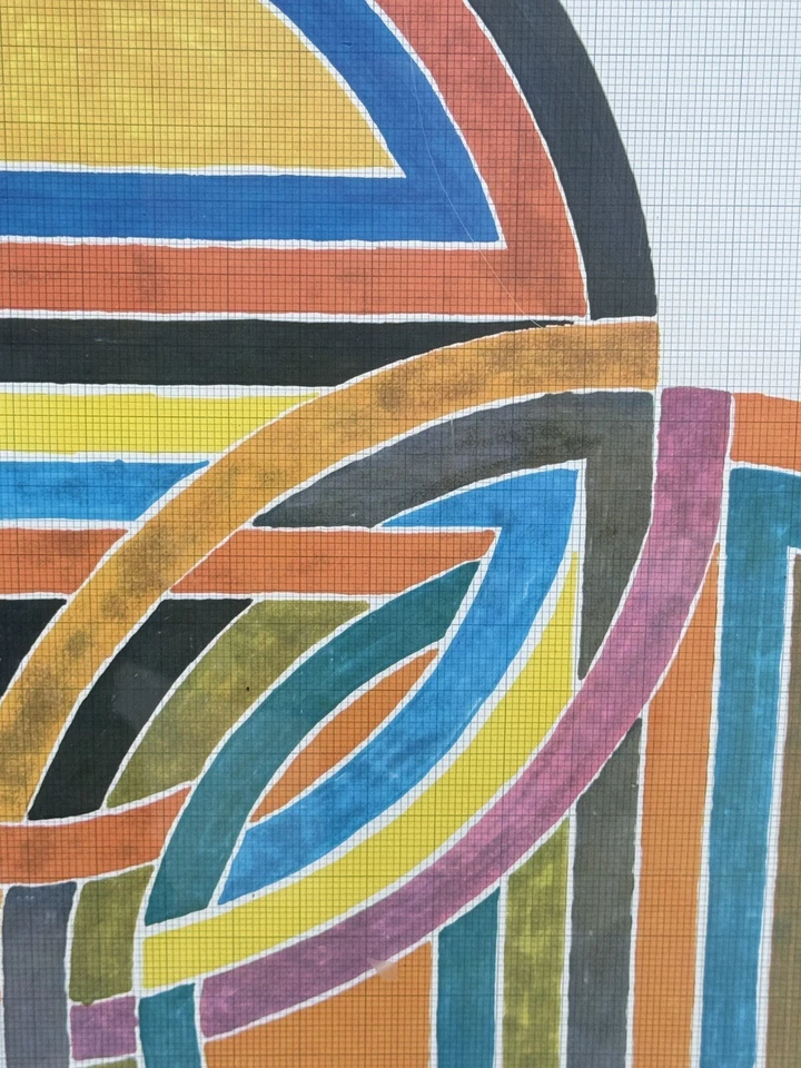 PÓSTER CENTRAL LINCOLN FIRMADO ENMARCADO IMPRESIÓN LITOGRÁFICA MCM 1967 RARO FRANK STELLA Foto 2 de 4