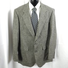 Hart Schaffner Marx Grey Tweed Wool Mens 44R Blazer 2-Button Sports Coat