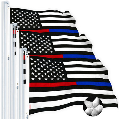 NEW G128 Thin Blue & Red Line Flag 3-Pack 3x5 FT, Embroidered Spun Polyester