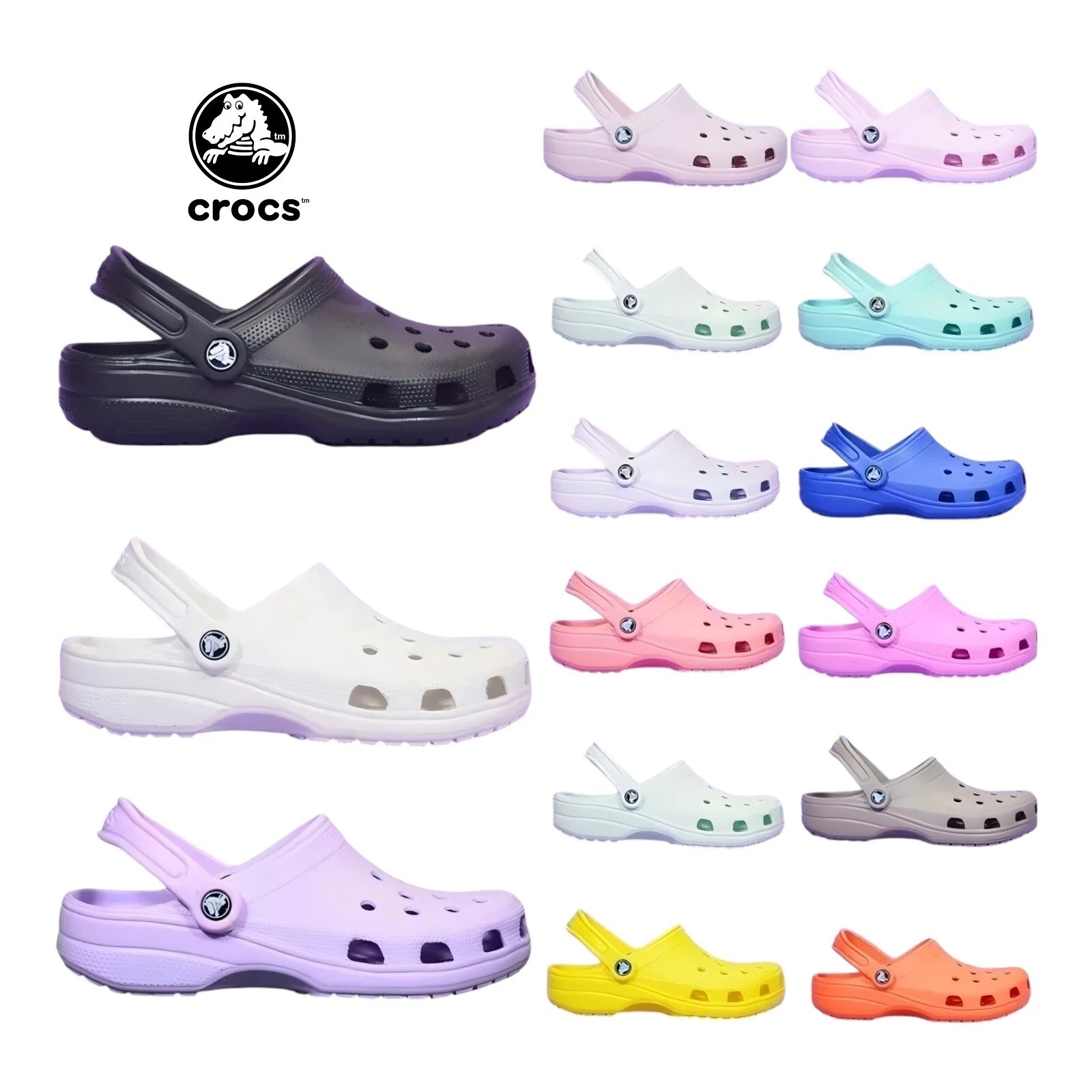 Crocs Authentic Classic Adults Mens Womens Lightweight Slip On Clogs Size UK