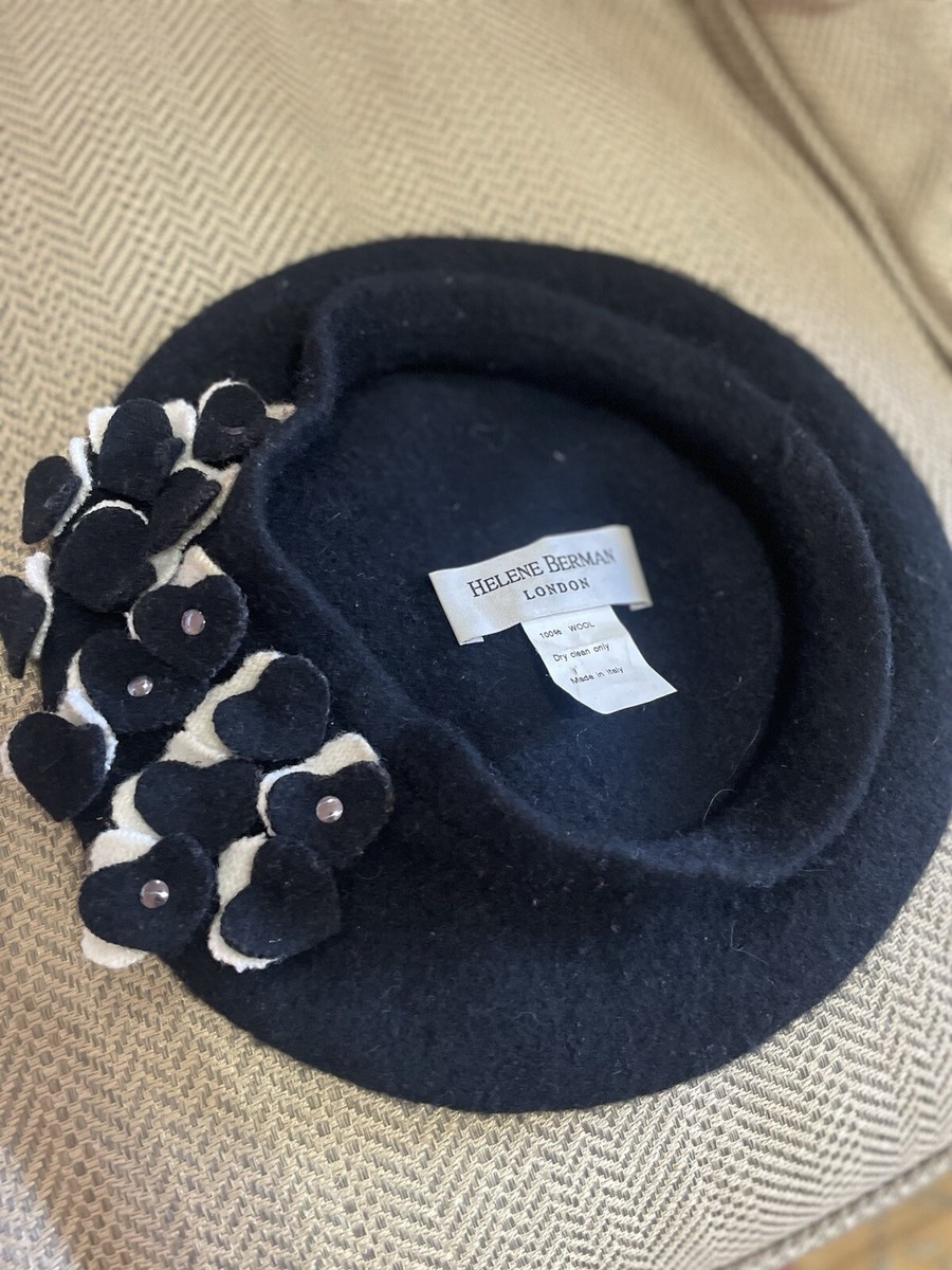 HELENE BERMAN vintage wool decorated beret black | eBay UK