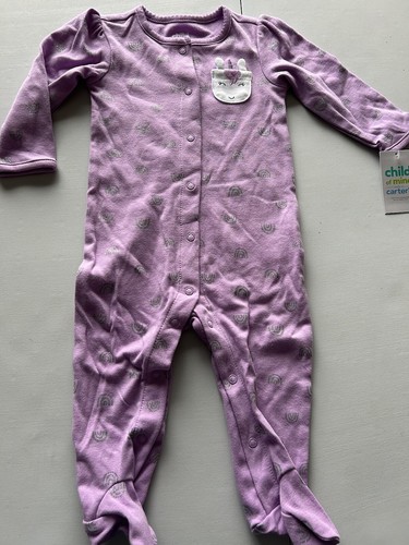 Child Of Mine Baby Girl Purple Rainbow And Unicorn Knit Sleeper Size 6-9 M NWT - Picture 2 of 6