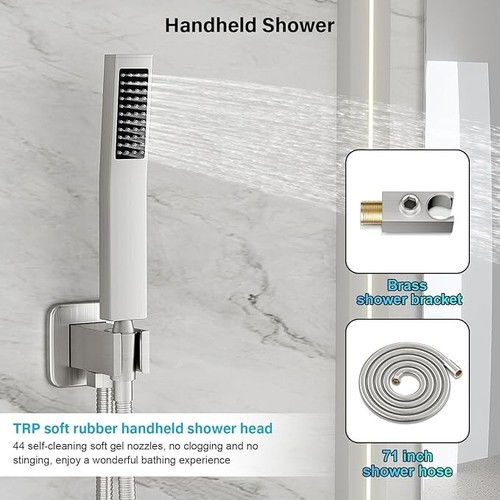 Bathroom Shower Faucet Set Luxury Rainfall Shower Head Combo System Mixer Valve - Picture 9 of 332