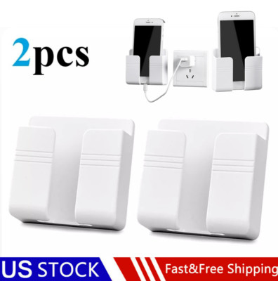 2  X Holder Wall Mounted Mobile Phone Charging Organizer Storage Box Stand Rack