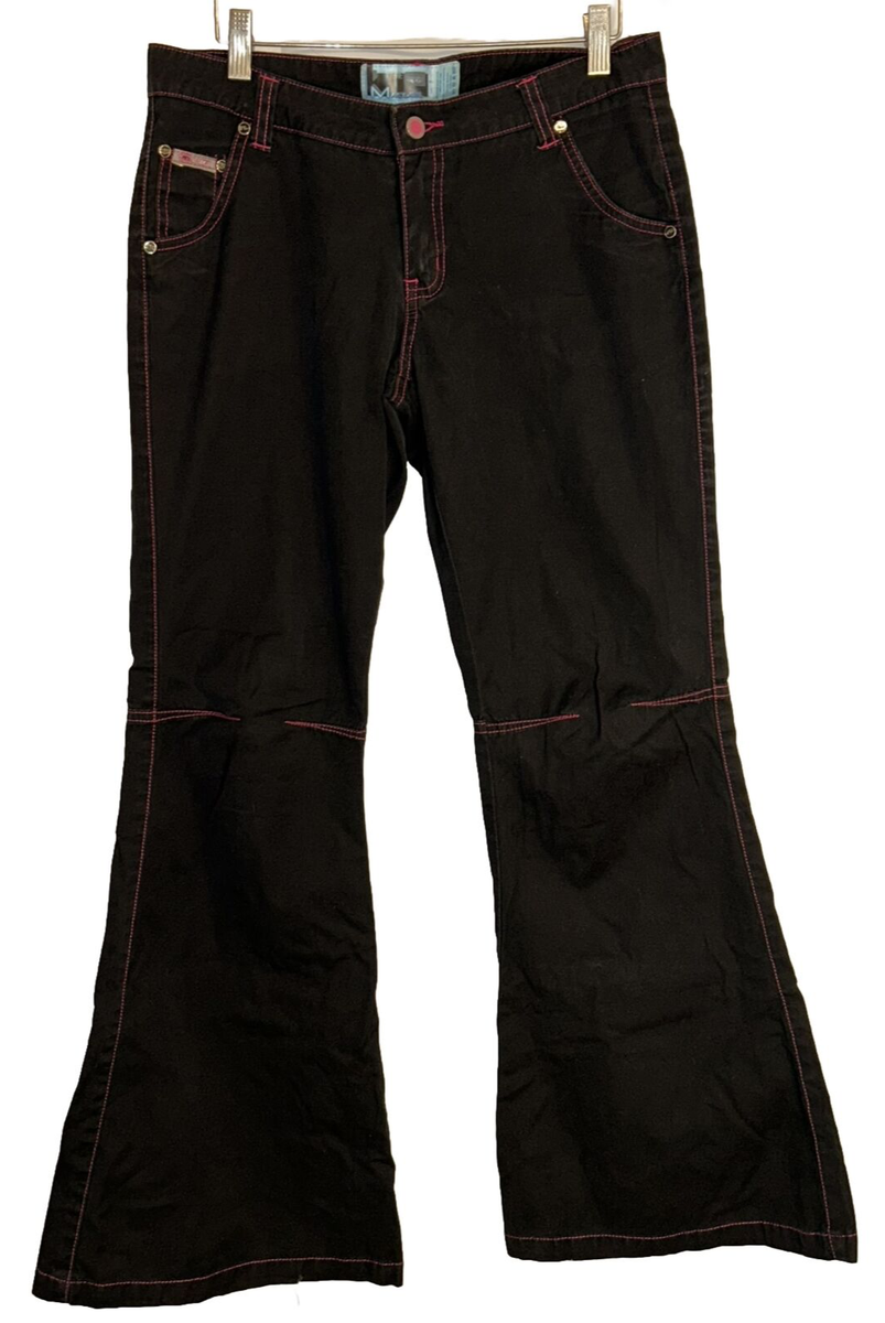 パンツ 00s AMOK LONDON RAVE PANTS Y2K Y3K Amok London Vintage 90s' Rave Grunge Style Wide Leg Baggy