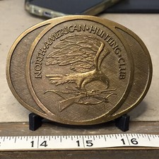North American Hunting Club 1980 Member's Brass Belt Buckle 3.5  X 2.5    B42 