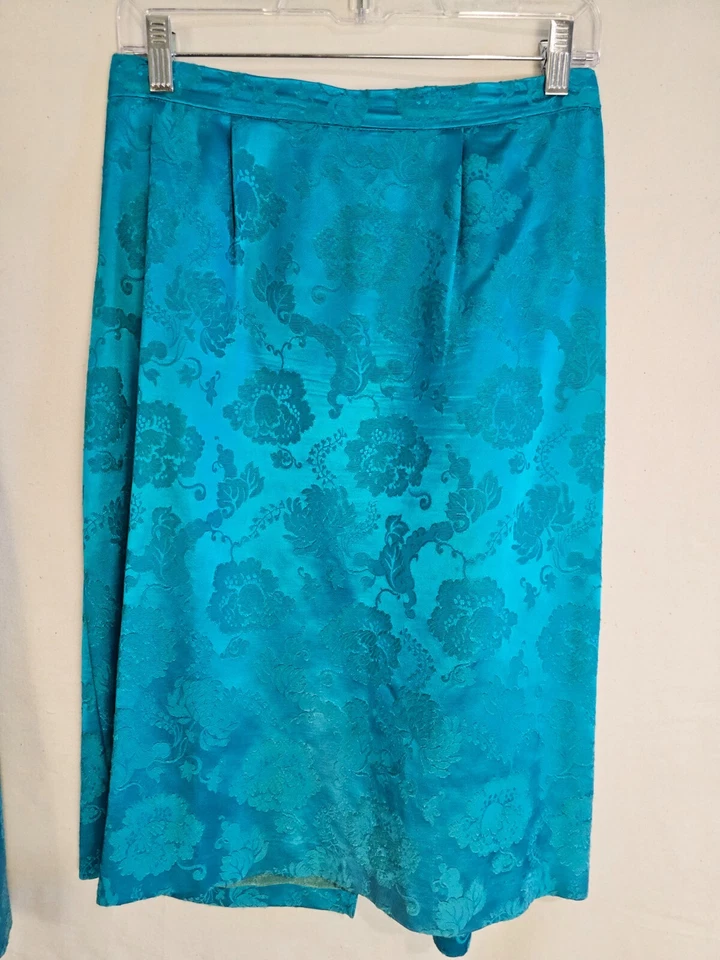 Traje Falda de Negocios Melissa Vintage Años 80 Mezcla de Algodón Aqua para Mujer 2 Piezas Foto 4 de 4