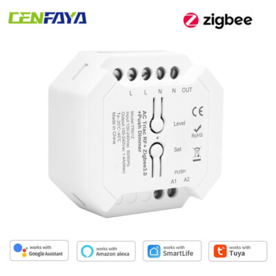 230V Tuya Zigbee AC Triac Dimmer Push Switch Alexa Google Voice für LED Lampe