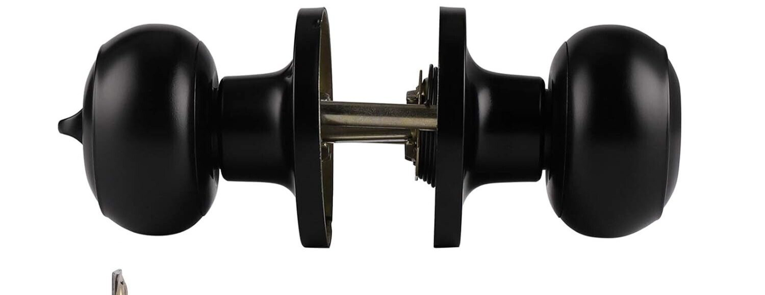 Probrico Black Passage Door Knobs, Stainless Steel Interior Door Knobs, Keyless