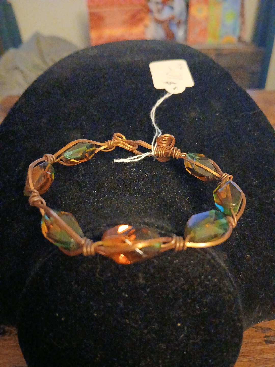 Copper Colored Wire Bracelet With Multicolored Je… - image 1