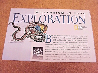 National Geographic February 1998 Map Millennium In World Exploration +Explorers