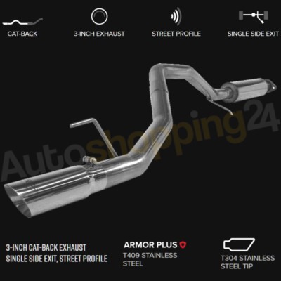 MBRP Single Side 3'' Cat Back Exhaust for 2006-2010 Jeep Commander 4.7L/5.7L V8