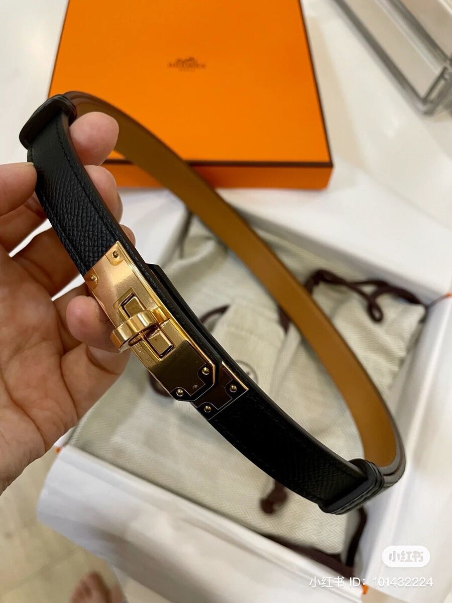 Hermes Kelly Belt Adjustable Size -black Color - Gold Hermes Kelly Belt Adjustable Size -black Color - Gold