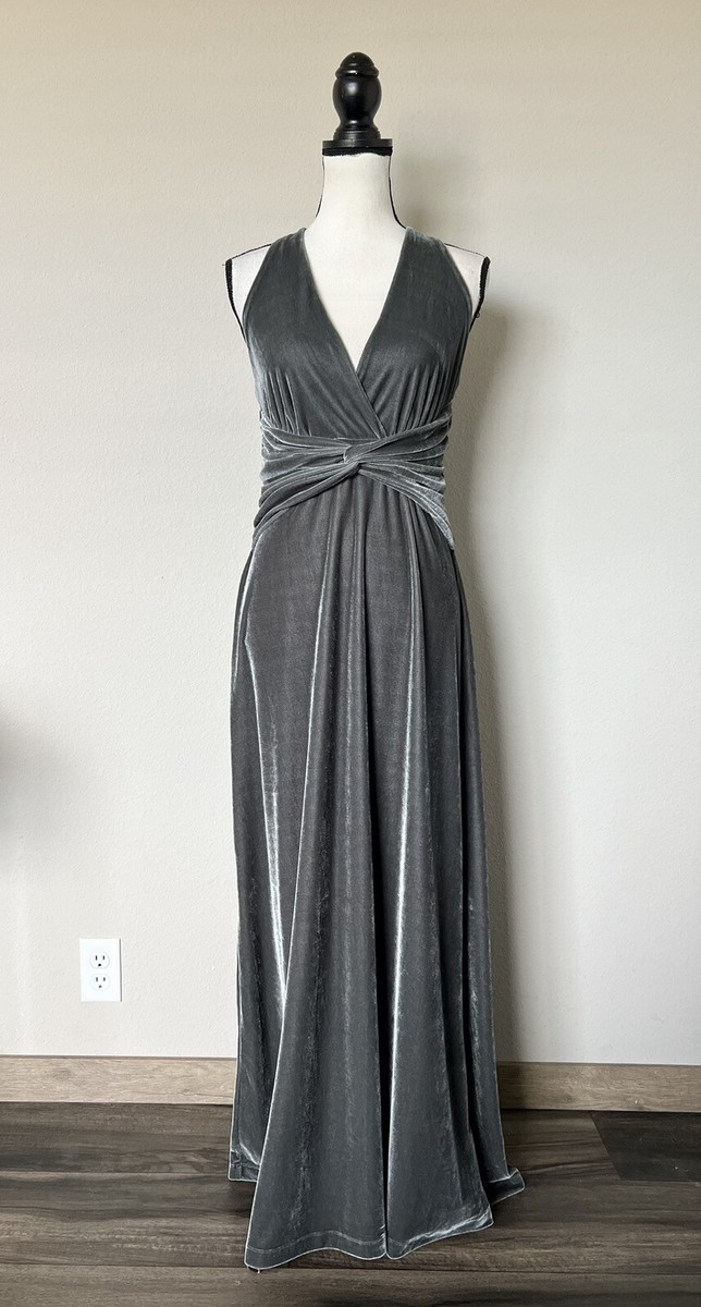 Boston Proper Elegant Cocktail Formal Gown Maxi Velvet Dress Sz Small Gray  $129 | eBay