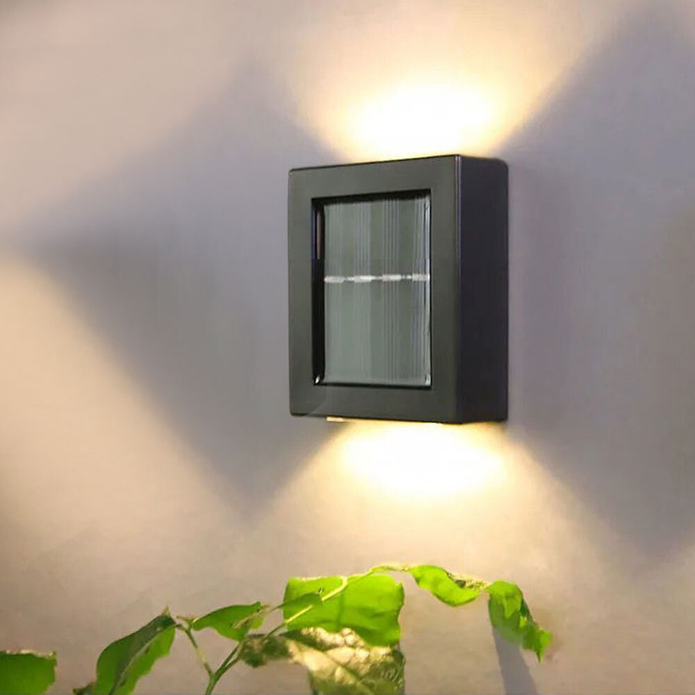 Luces solares para exteriores de 2 LED para cubierta camino jardín patio camino escaleras peldaño cerca lámpara