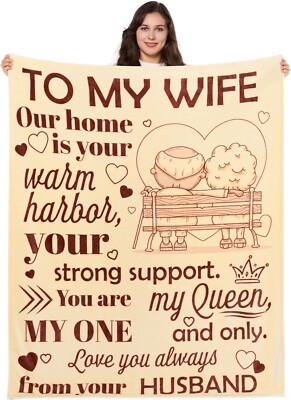 New To My Wife Blanket from Husband 50x60 Flannel Throw Blanket COZY Fast Ship