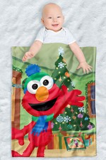Sesame Street Blanket, 30"x40" Elmo Christmas Tree Soft Fleece, Cozy Crib Throw