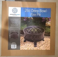 Outdoor Living Accents Deep Bowl Fire Pit, 26" New In The Box