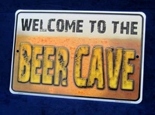 BEER CAVE -*US MADE*- Embossed Sign - Man Cave Bar Game Pool Rec Room Wall Decor