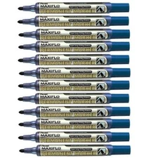 NEW Pentel Maxiflo Permanent Marker Bullet Point Blue Box of 12