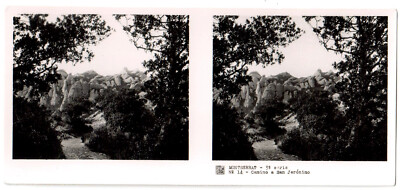 Spanien.España.Montserrat.Camino a San Jeronimo.Stereoansicht Foto 6x13cm.Foto.