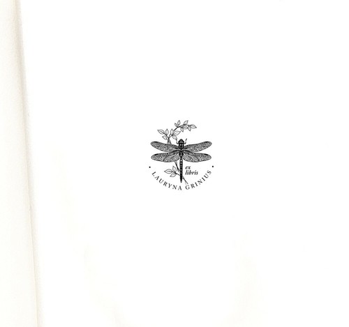 Estampilla de libro libris libélula personalizada, rama floral insecto insecto, en caja de regalo - Imagen 2 de 8