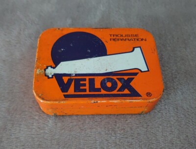 Alte kleine Metalldose Reparaturkoffer Fahrräder Velox Made in France