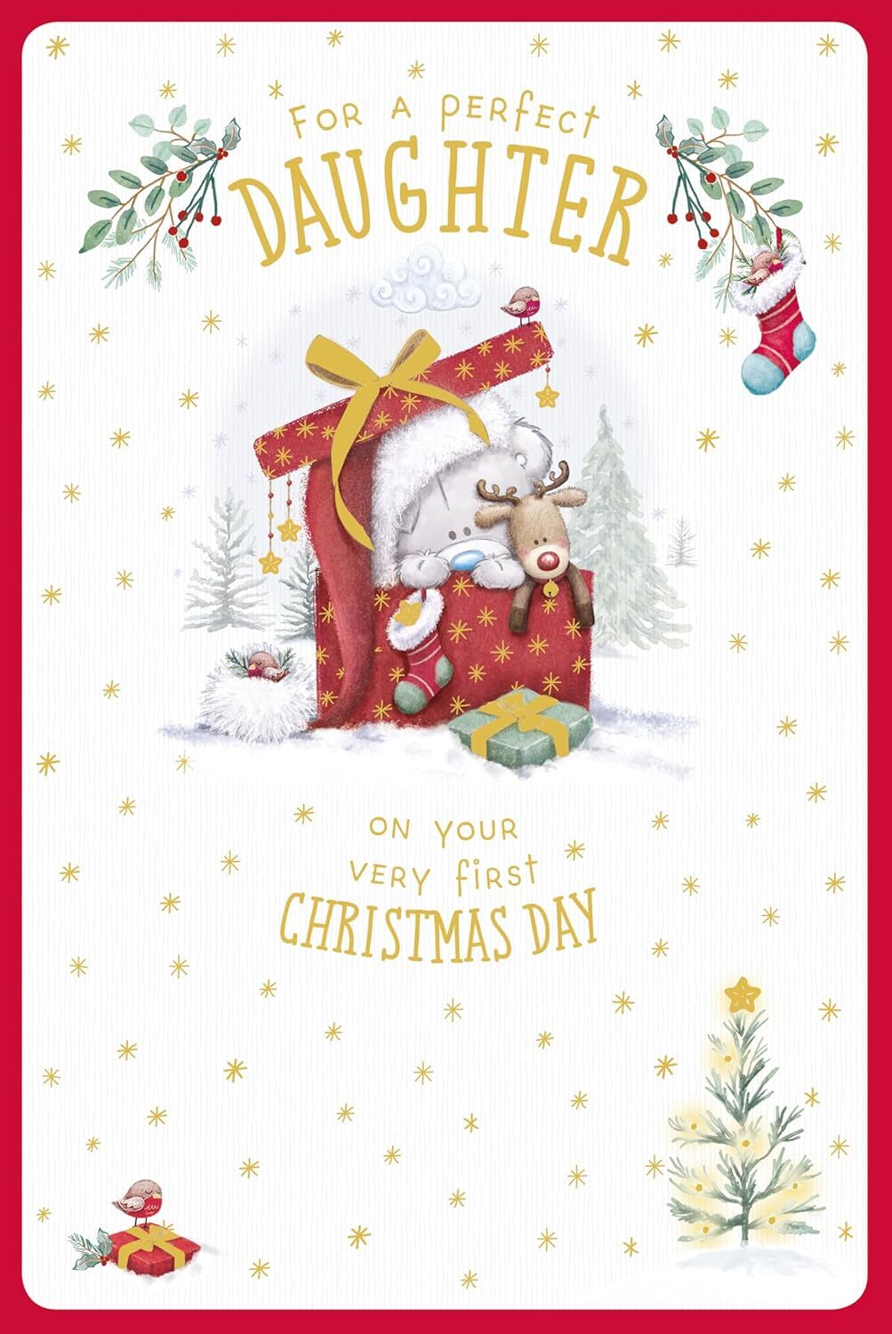 Me To You Bear In Gift Box Daughter First Christmas Card - Red - Image 2