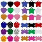 80pcs/lot Bulk Aluminum Pet Dog ID Tags No Engraving Blank Star/Bone/Paw/Heart