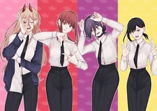 Anime chainsaw man  makima reze kobeni higashiyama Playmat Gaming Mat