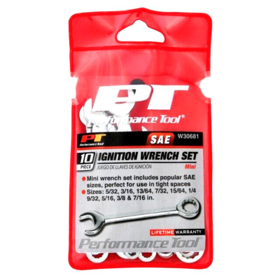 Performance Tool W30681 SAE Ignition Wrench Set - 10 Piece