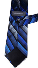 Croft & Barrow Mens Silk Tie Blue Gray Striped Classic BOGO Eligible USA Made