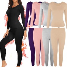 Women Thermal Underwear Set Long Johns Base Layer Winter Keep Warm Tops Bottom