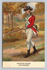 Battalion Soldier 24th Regiment Vintage Linen Postcard by Curteich