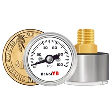 1 Inch mini Pressure Gauge, 0-100 Psi Air Gauge, Stainless Steel Case, 1/8" N...