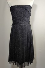 Redherring Sparkling Metallic Mesh Strapless Dress Size 10 Black ,Knee Length