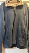 Burberry London Men  s 1/4 Zip Nova Check Collar And Cuffs Navy Blue