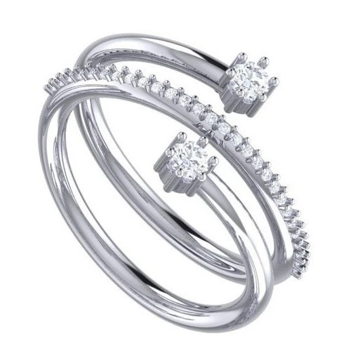 Moissanite Double Band Wrap Ring 925 Sterling Silver Engagement Ring Size 7