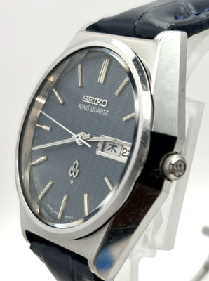 [Exc+5] Vintage 1976 Seiko King Quartz 4823-8050 Navy Blue Day Date Watch