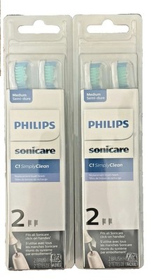 Philips Sonicare C1 SimplyClean Toothbrush Replacement Heads Medium 2-Pack Pre-O