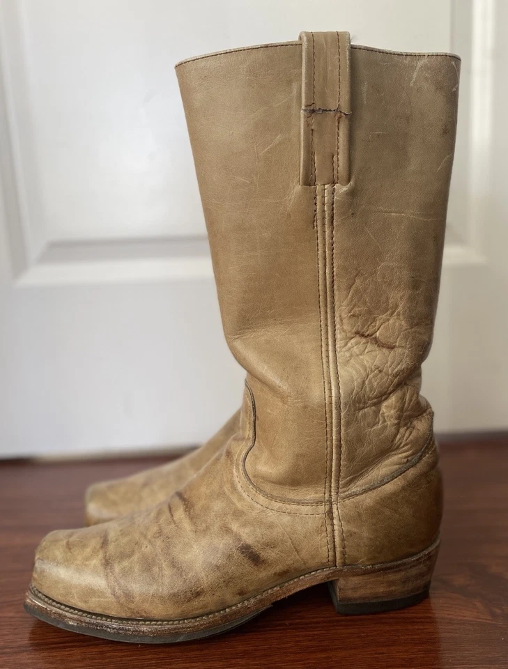 Botas Campus De Colección Años 70 FRYE Cuero Marrón Punta Cuadrada Etiqueta Negra Hechas en EE. UU. 11B Foto 2 de 4