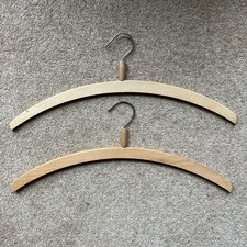 2 Vintage Wooden Coat Hangers clothes curved for Dresses Shirts & wood collar
