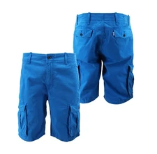 Levi's Men's Cotton Cargo Shorts Plaid Pattern Relaxed Fit Blue 124630030