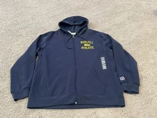 Russell Athletic 1902 Full Zip Spell Out Hoodie Sweatshirt Men's XXL Blue NWT