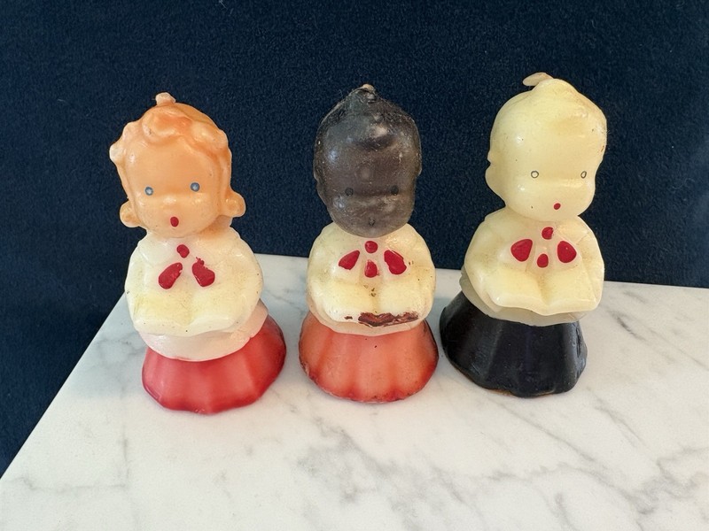 3 Gurley Chrismas Choir Candles,  One Black, Two White, Girl And Boys
